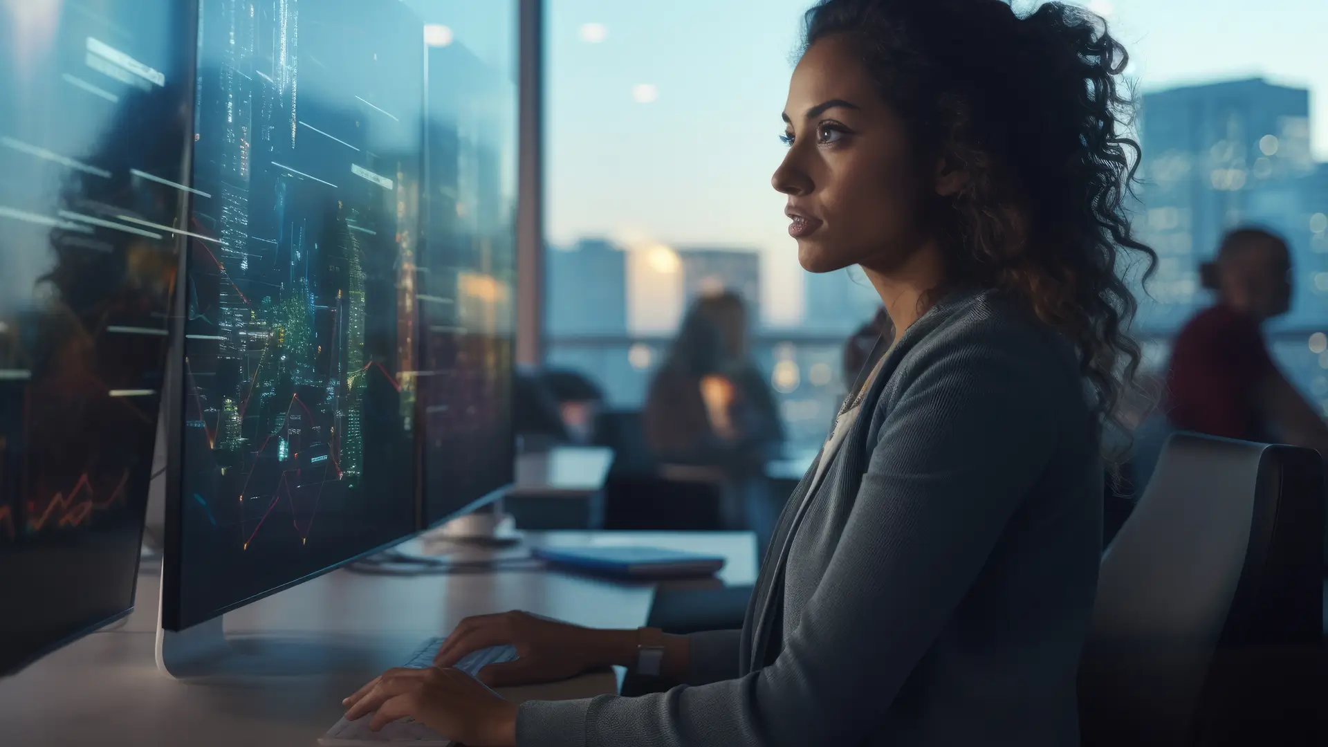 person working futuristic office 2
